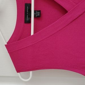 Cable & Gauge Magenta Faux Wrap Knit Tank Top in Medium